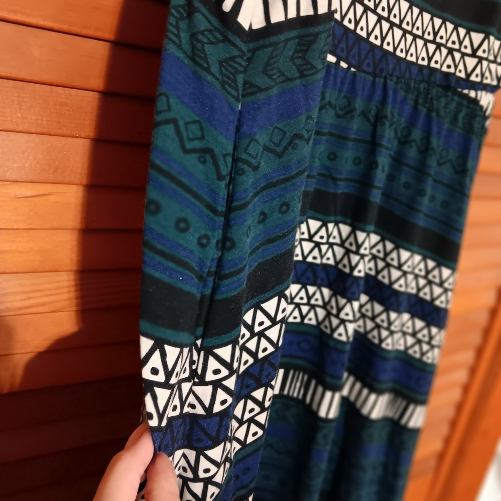 Patterned Blue and Green Women's Dress